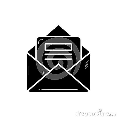 Hand Drawn Email Vector Line Icon. message, mail, missive, communication, notification, correspondence Vector Illustration