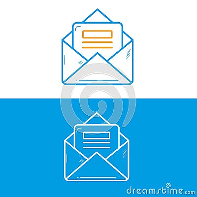 Hand Drawn Email Vector Line Icon. message, mail, missive, communication, notification, correspondence Vector Illustration