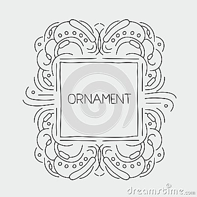 Hand drawn emblem abstract template Elegant linear Vector Illustration