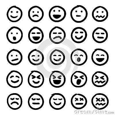 Hand drawn emoticons Vector Illustration