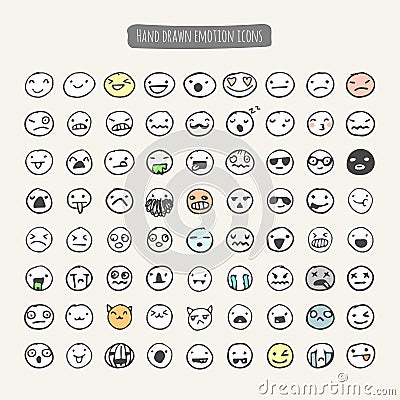 Hand drawn emotion icons Vector Illustration