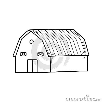 Hand drawn farm burn house. Vector Illustration