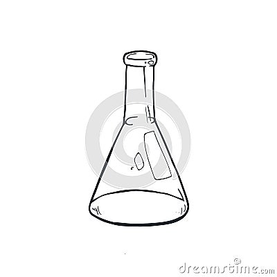 Glass beaker sketch Vector Illustration