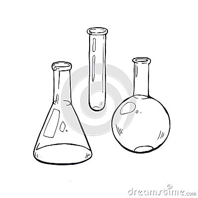 Glass beaker sketch Vector Illustration