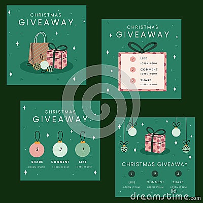 hand drawn flat christmas giveaway banners collection abstract design vector illustration Vector Illustration