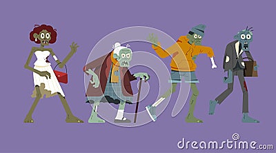 hand drawn flat halloween zombies collection vector design Vector Illustration