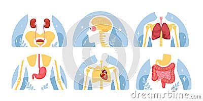 Hand drawn flat human body mini composition collection Stock Photo
