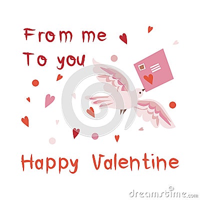 Happy Valentine vector illustration with lettering. Bright design for web, print, stickers, logo, template, etc. Vector Illustration