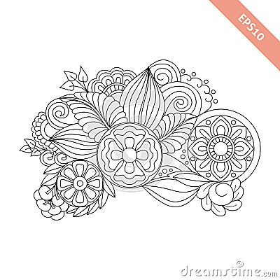 Hand drawn floral background doodle style. Design for cover, bag, knapsack, notebook, datebook . Vector Illustration