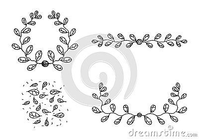 Hand drawn floral elements Vector Illustration