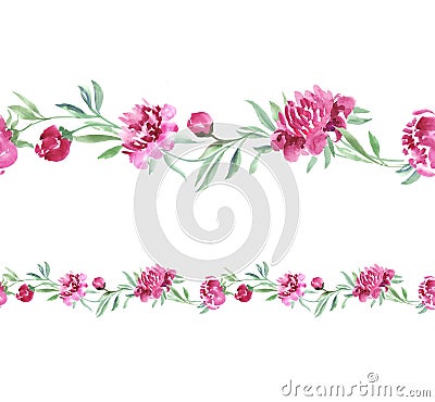 hand drawn floral image. pink peony Cartoon Illustration