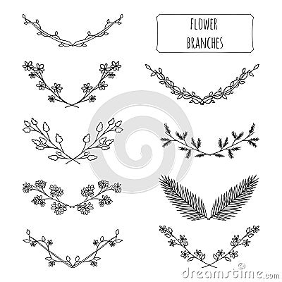 Hand drawn floral set Vector Illustration