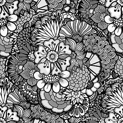 Hand drawn floral wallpaper Vector Illustration