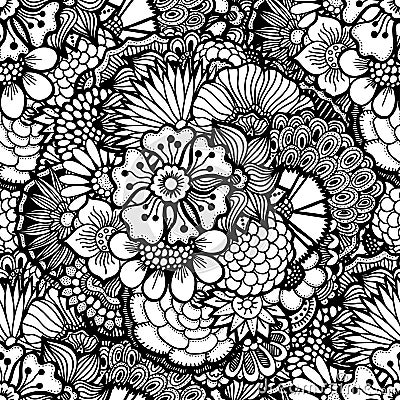 Hand drawn floral wallpaper Vector Illustration