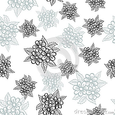 Hand drawn floral zentangle on white background Vector Illustration