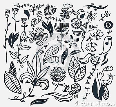 Hand drawn flowers Vector Illustration