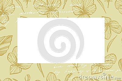 Hand drawn flowers and plants teamplate horizontal cards. Handwritten abstract text wallpaper. Imitation of a abstract Stock Photo