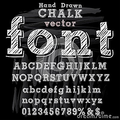 Hand drawn font chalk Vector Illustration