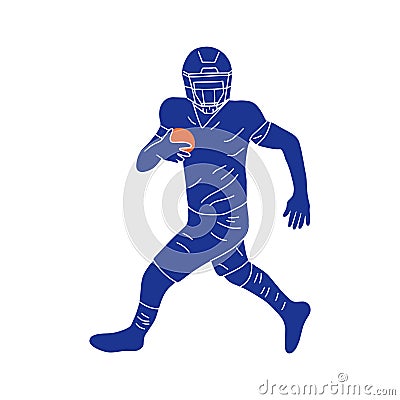 Hand drawn football player vector silhouette. Simple doodle illustration for sport teams, gear and events Vector Illustration