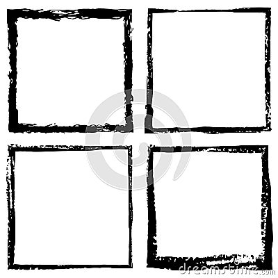 Hand drawn frame brush strokes. Square vector frame border. Grunge ink illustration Vector Illustration