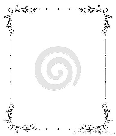 Hand drawn frame. Decorative elements, floral patterns. Vector Illustration