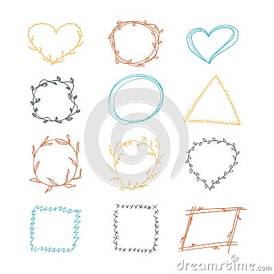 Hand drawn frames set. Stock Photo