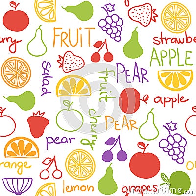 Hand drawn fruit seamless pattern Vector Illustration