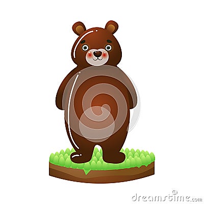 Brown bear standing on grass vector illustration Vector Illustration