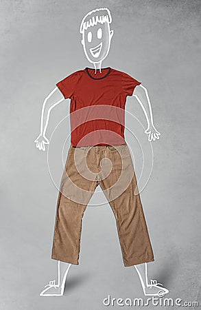 Hand drawn funny character in casual clothes Stock Photo