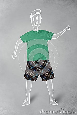 Hand drawn funny character in casual clothes Stock Photo