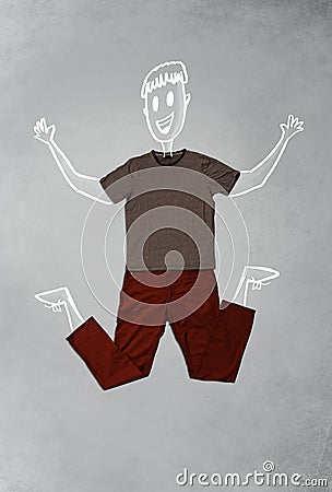 Hand drawn funny character in casual clothes Stock Photo