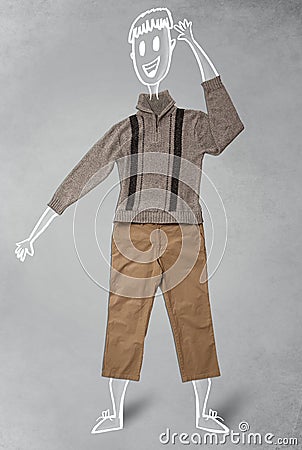 Hand drawn funny character in casual clothes Stock Photo