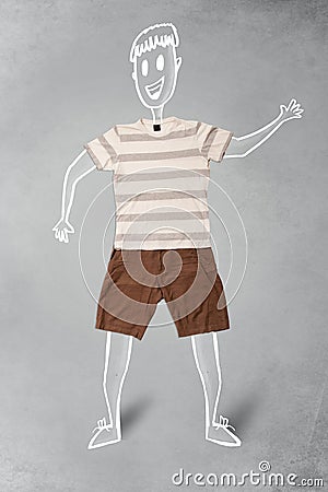 Hand drawn funny character in casual clothes Stock Photo