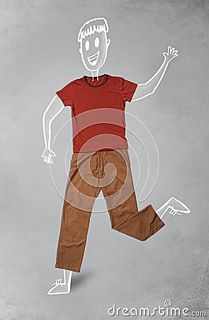 Hand drawn funny character in casual clothes Stock Photo