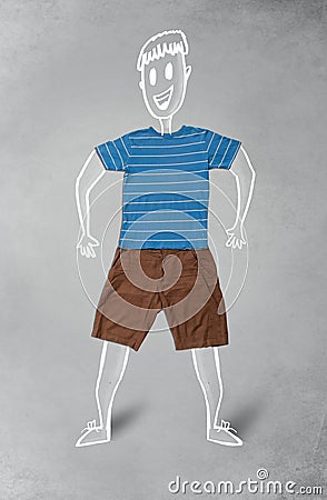 Hand drawn funny character in casual clothes Stock Photo