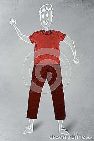 Hand drawn funny character in casual clothes Stock Photo