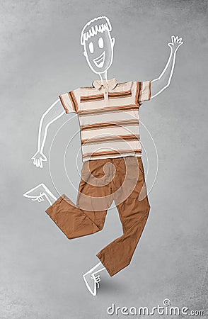 Hand drawn funny character in casual clothes Stock Photo