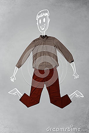 Hand drawn funny character in casual clothes Stock Photo