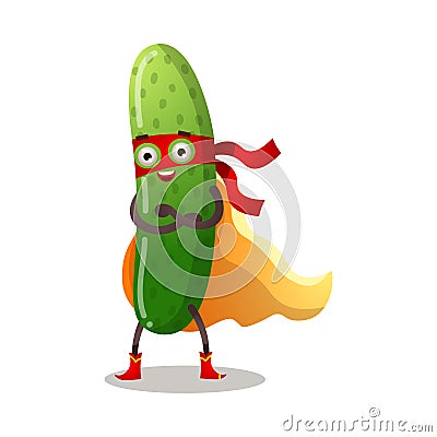 Cucumber in traditional costume of superhero vector illustration Vector Illustration