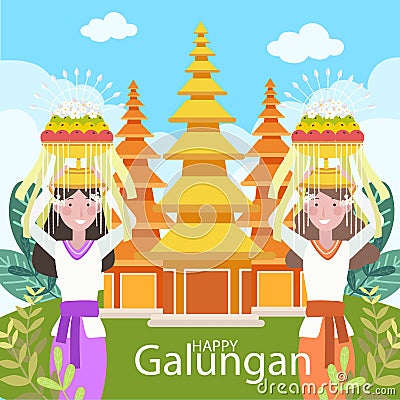 Hand drawn galungan illustration Vector illustration. Vector Illustration