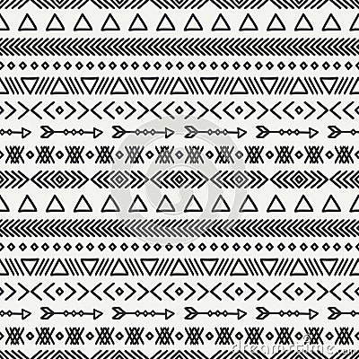 Hand drawn geometric ethnic seamless pattern Vector Illustration