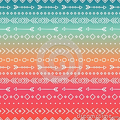 Hand drawn geometric ethnic tribal seamless pattern. Wrapping paper. Scrapbook. Doodles style. Tribal native vector Vector Illustration