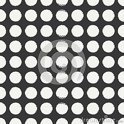 Hand drawn geometric seamless ink polka dot pattern. Wrapping paper. Abstract vector background. Round brush strokes Vector Illustration
