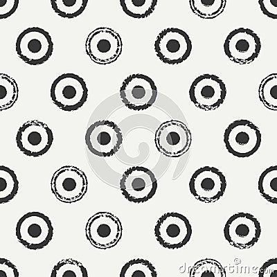 Hand drawn geometric seamless ink polka dot pattern. Wrapping paper. Abstract vector background. Round brush strokes Vector Illustration