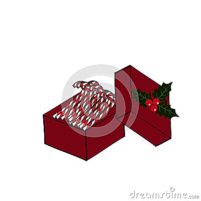 Hand drawn gift box with sweets,vector Vector Illustration