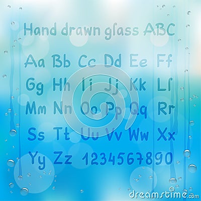 Hand drawn glass alphabet Vector Illustration