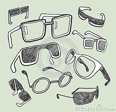 Hand drawn glasses doodles Vector Illustration