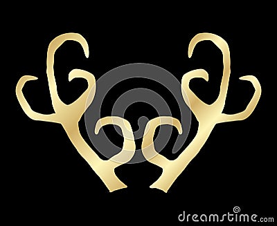 Hand drawn golden deer antlers Vector Illustration