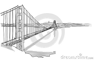 Hand Drawn Golden Gate Bridge Vector Illustration