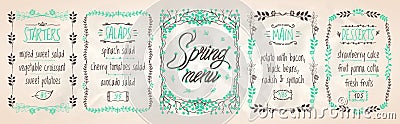 Hand drawn graphic vector spring menu mockup Vector Illustration